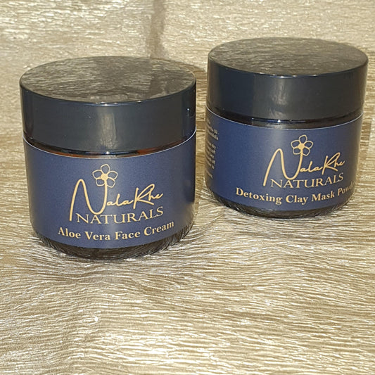 Face cream and mask powder duo - handmade natural facial care bundle